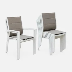 Conjunto de jardim com mesa extensível em alumínio com 6 cadeiras