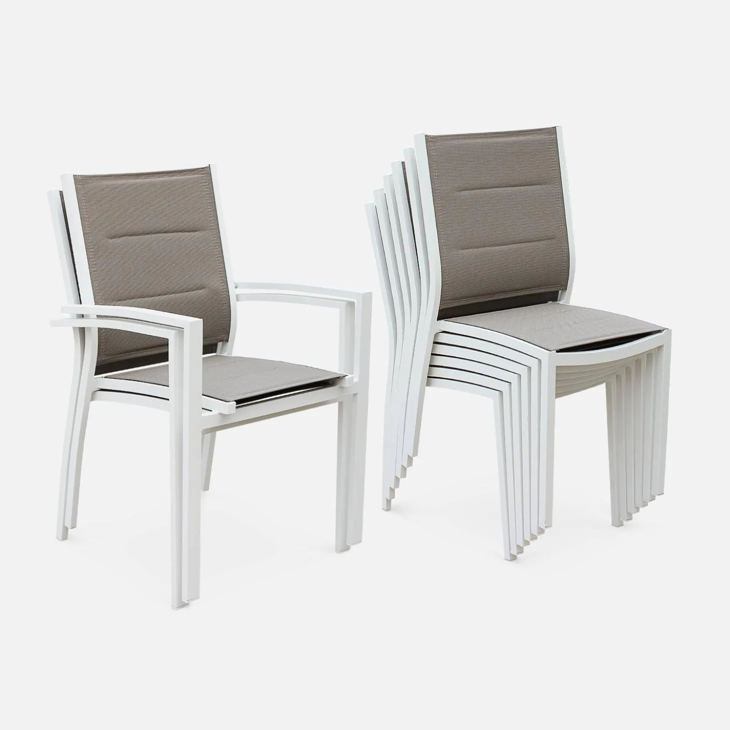 Conjunto de jardim com mesa extensível em alumínio com 6 cadeiras
