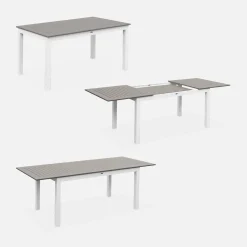 Conjunto de jardim com mesa extensível em alumínio com 6 cadeiras