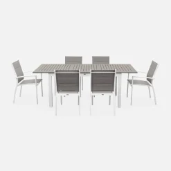 Conjunto de jardim com mesa extensível em alumínio com 6 cadeiras
