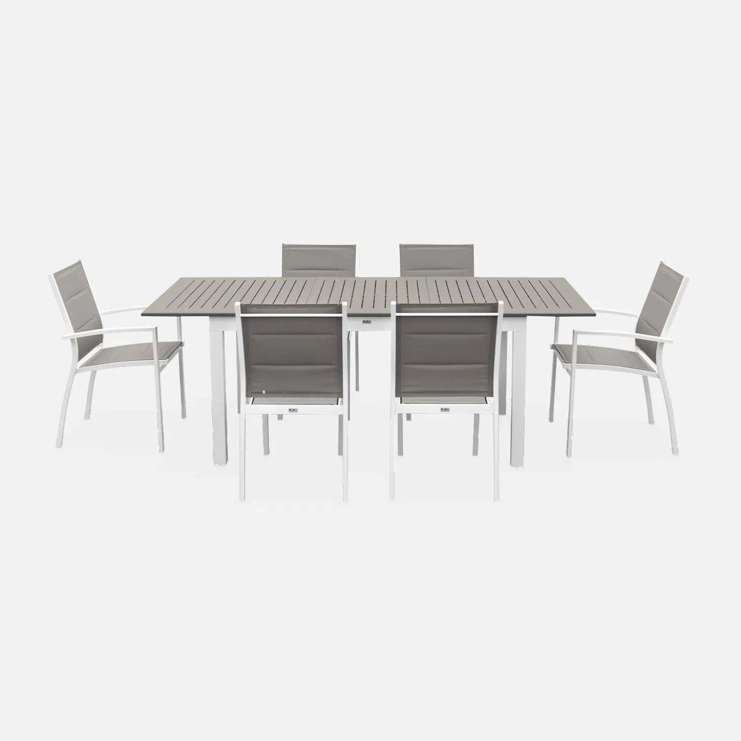 Conjunto de jardim com mesa extensível em alumínio com 6 cadeiras
