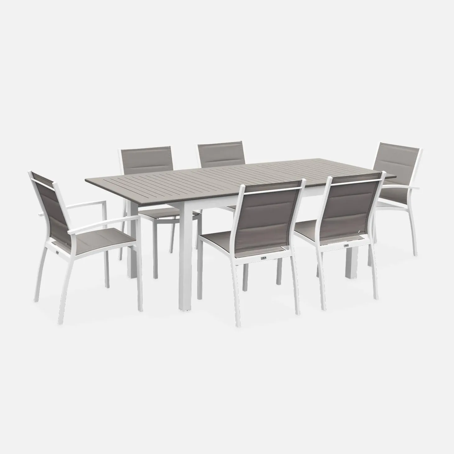 Conjunto de jardim com mesa extensível em alumínio com 6 cadeiras
