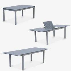 Conjunto de jardim com mesa extensível em alumínio com 8 cadeiras