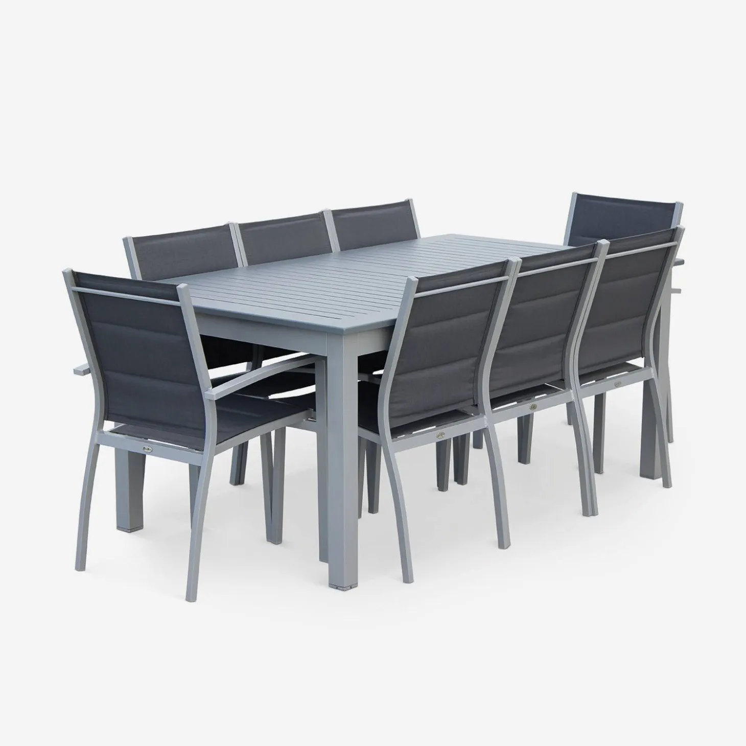 Conjunto de jardim com mesa extensível em alumínio com 8 cadeiras