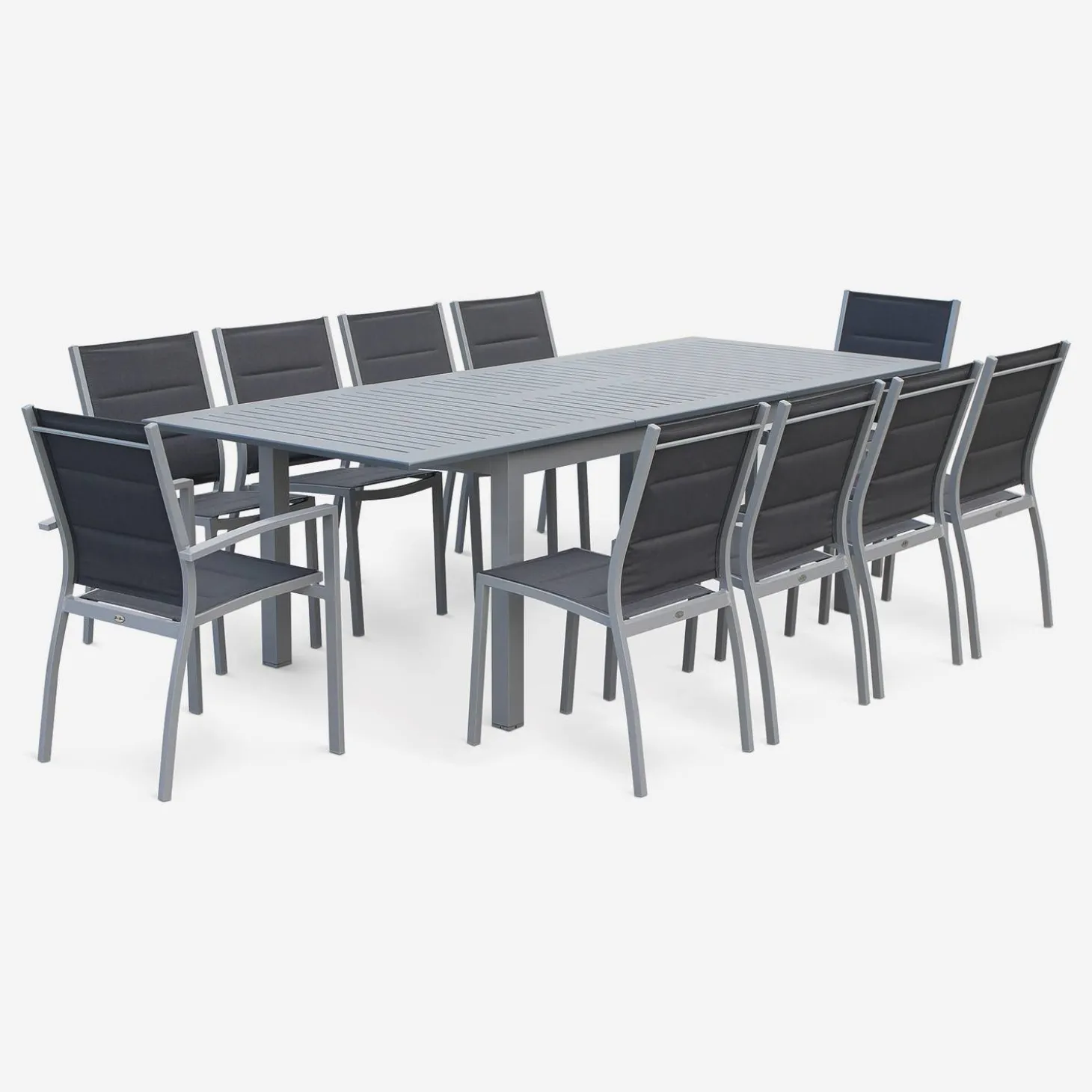 Conjunto de jardim com mesa extensível em alumínio com 8 cadeiras