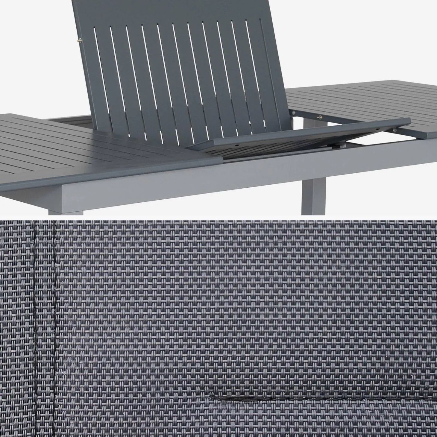 Conjunto de jardim com mesa extensível em alumínio com 8 cadeiras