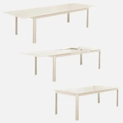 Conjunto de jardim com mesa extensível de alumínio com 8 cadeiras e 2 poltronas