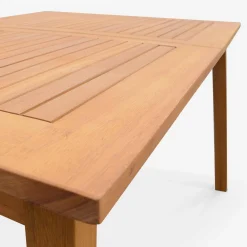 Conjunto de jardim com mesa extensível em madeira com 8 cadeiras