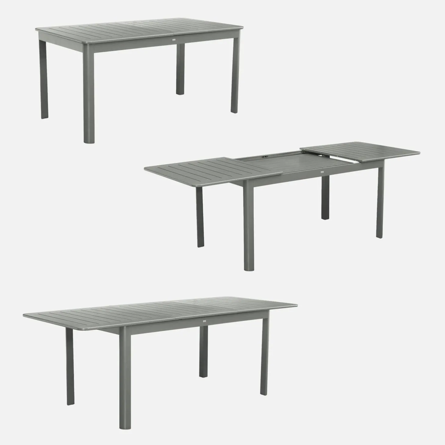 Conjunto de jardim com mesa extensível de alumínio com 6 cadeiras e 2 poltronas