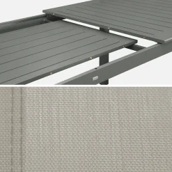 Conjunto de jardim com mesa extensível de alumínio com 6 cadeiras e 2 poltronas