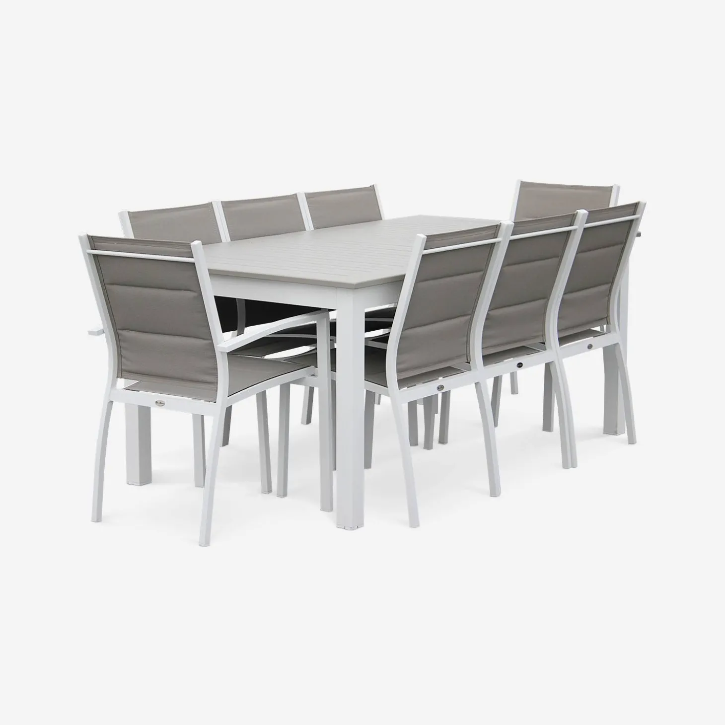Conjunto de jardim com mesa extensível em alumínio com 8 cadeiras