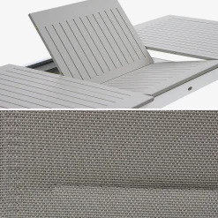 Conjunto de jardim com mesa extensível em alumínio com 8 cadeiras