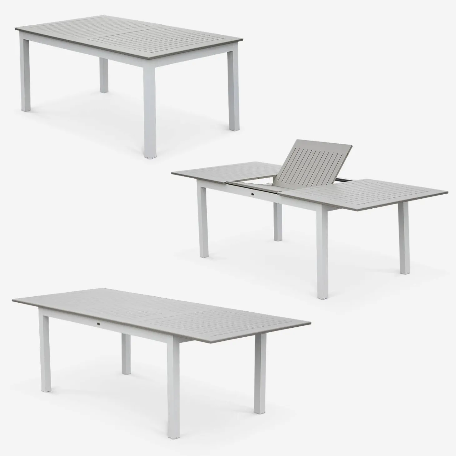 Conjunto de jardim com mesa extensível em alumínio com 8 cadeiras