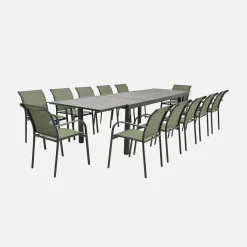 Conjunto de jardim com mesa extensível em alumínio com 10 cadeiras