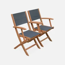 Conjunto de jardim com mesa extensível em madeira com 6 cadeiras