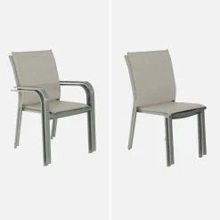 Conjunto de jardim com mesa extensível em alumínio com 4 cadeiras e 2 poltronas