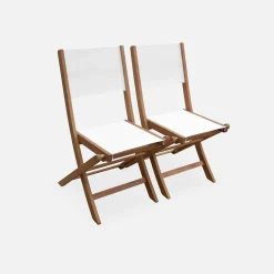 Conjunto de jardim com mesa extensível em madeira com 6 cadeiras