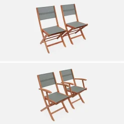 Conjunto de jardim com mesa extensível em madeira com 6 cadeiras