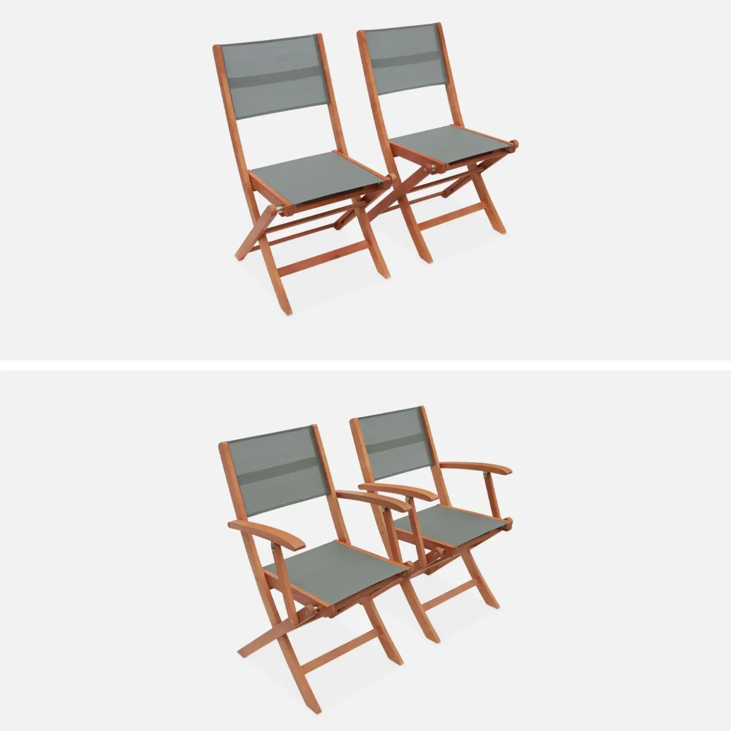 Conjunto de jardim com mesa extensível em madeira com 6 cadeiras