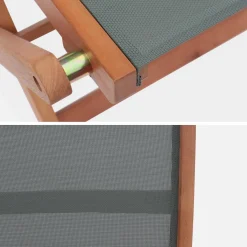 Conjunto de jardim com mesa extensível em madeira com 6 cadeiras