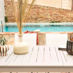 Conjunto de jardim com mesa extensível em alumínio com 4 cadeiras e 2 poltronas