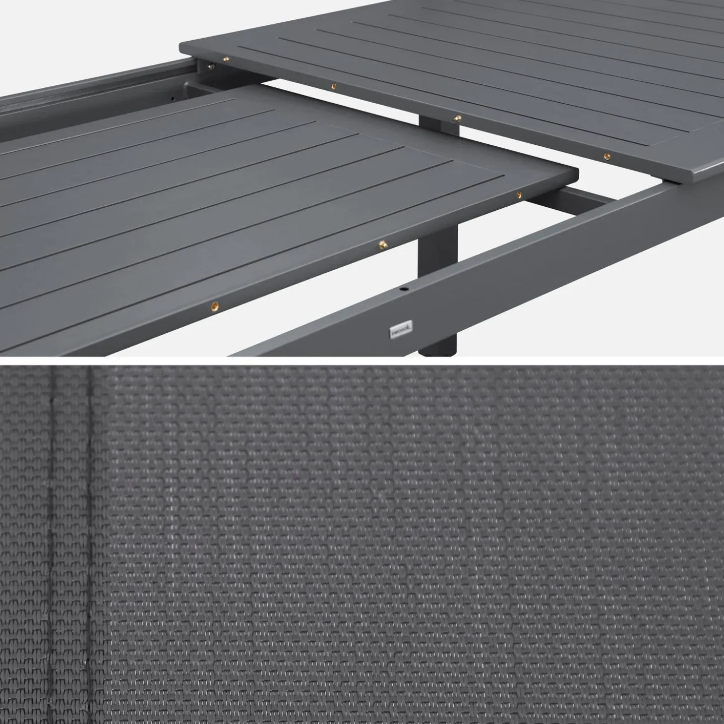Conjunto de jardim com mesa extensível em alumínio com 4 cadeiras e 2 poltronas