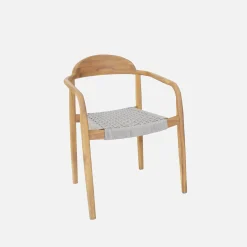 Conjunto de jardim com mesa extensível em madeira de acácia com 6 cadeiras