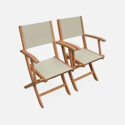 Conjunto de jardim com mesa extensível em madeira com 6 cadeiras