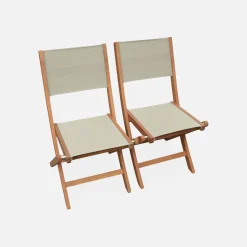 Conjunto de jardim com mesa extensível em madeira com 6 cadeiras