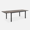 Conjunto de jardim com mesa extensível em alumínio efeito madeira com 8 cadeiras