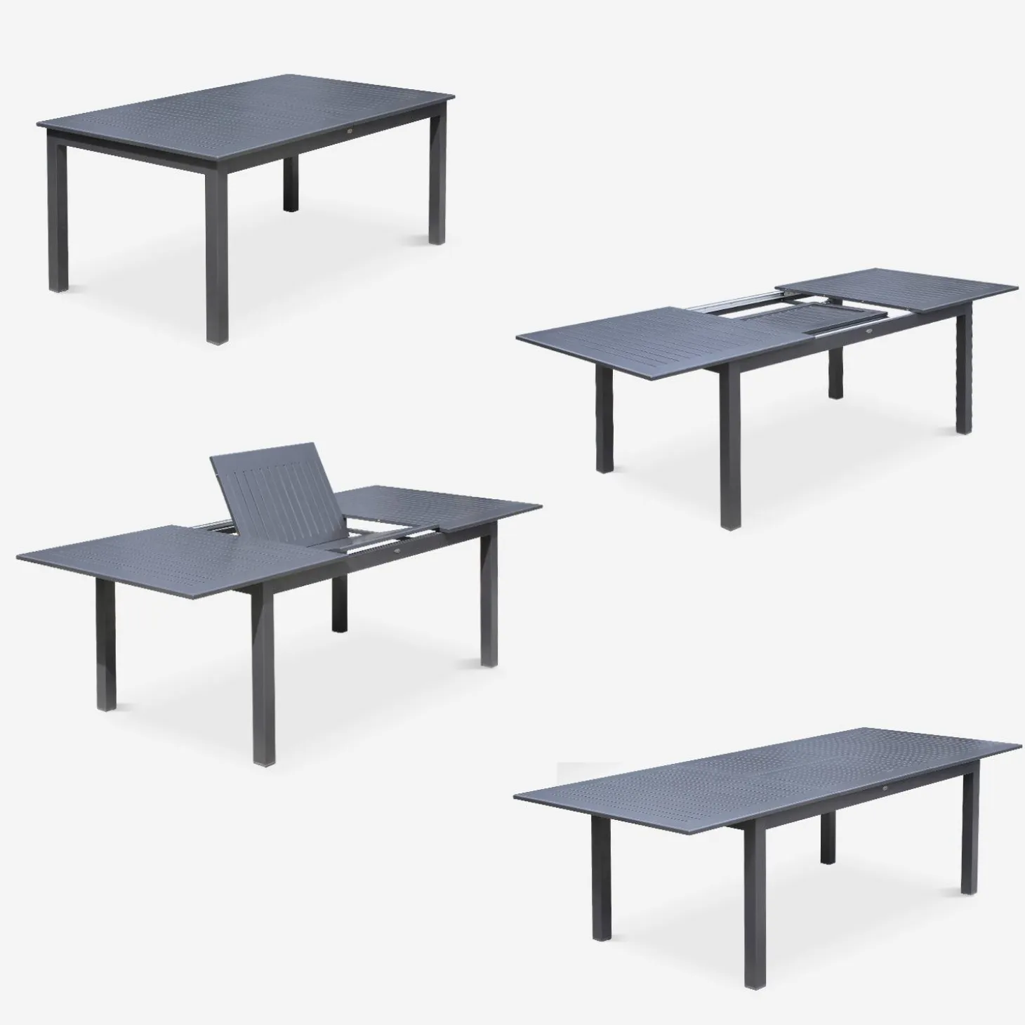 Conjunto de jardim com mesa extensível em alumínio com 8 cadeiras