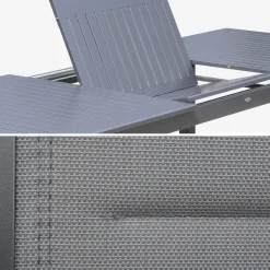 Conjunto de jardim com mesa extensível em alumínio com 8 cadeiras