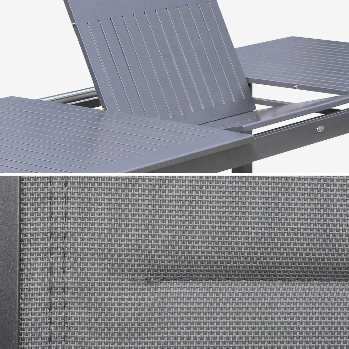 Conjunto de jardim com mesa extensível em alumínio com 8 cadeiras
