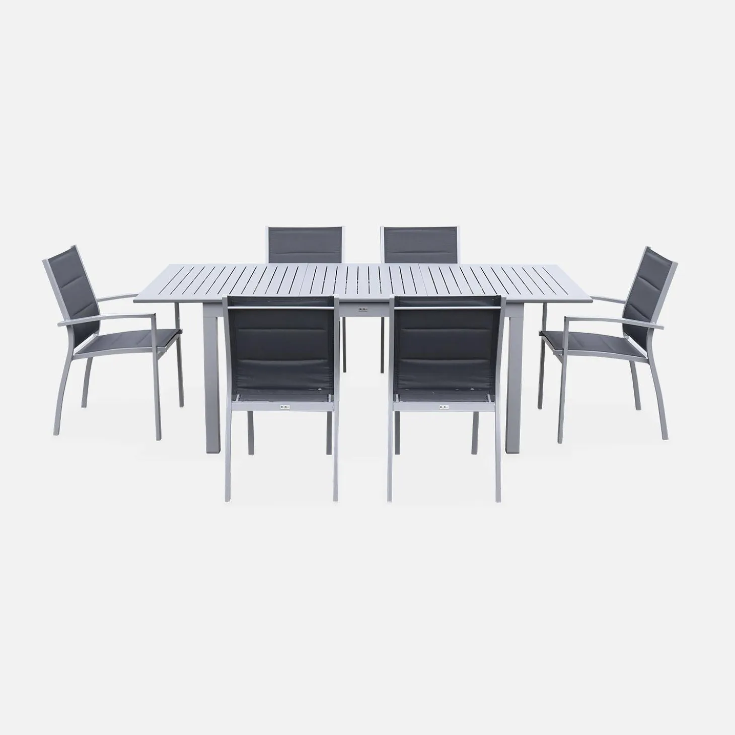 Conjunto de jardim com mesa extensível em alumínio com 6 cadeiras