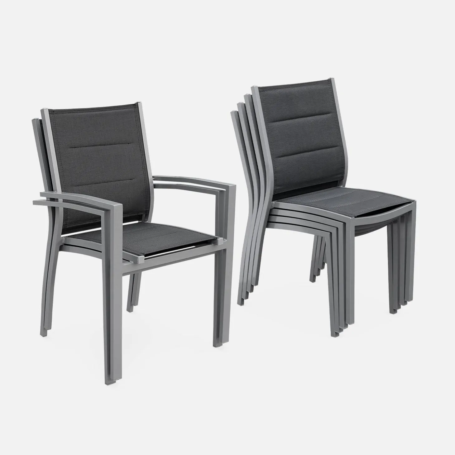 Conjunto de jardim com mesa extensível em alumínio com 6 cadeiras