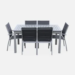 Conjunto de jardim com mesa extensível em alumínio com 6 cadeiras