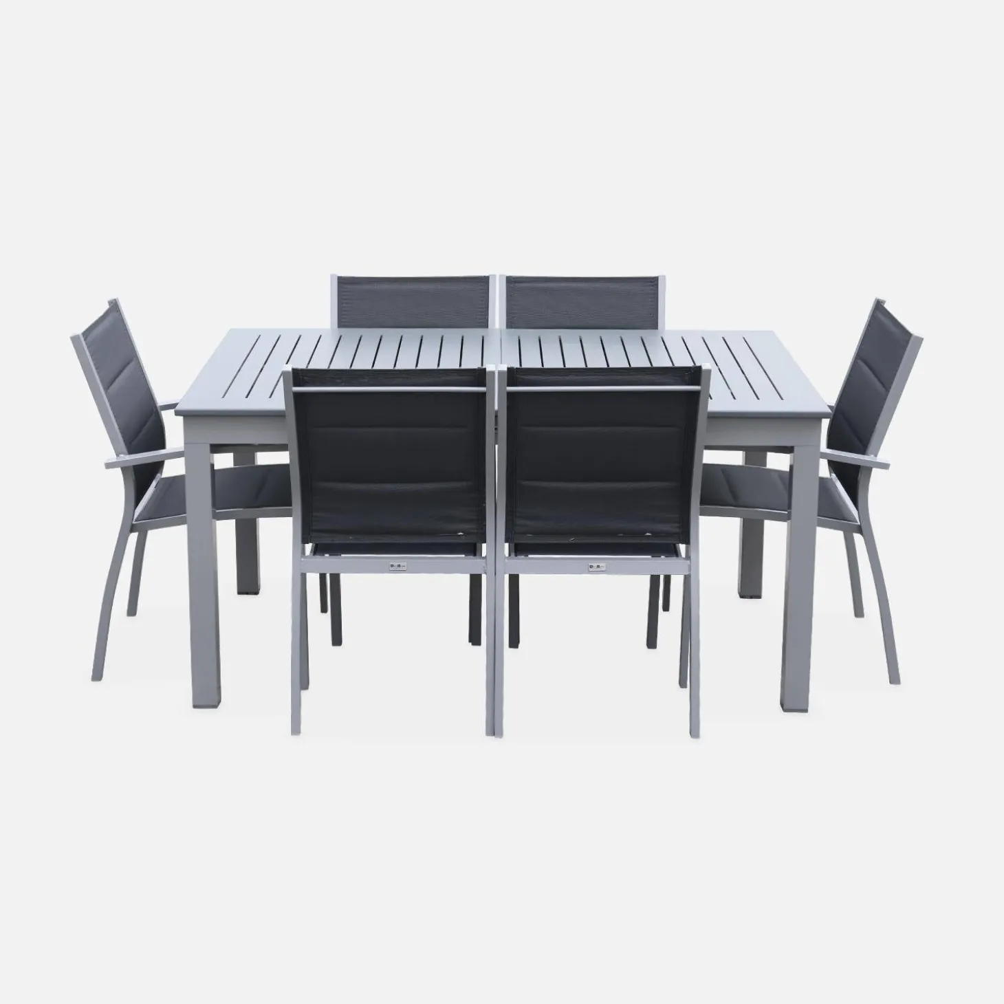 Conjunto de jardim com mesa extensível em alumínio com 6 cadeiras