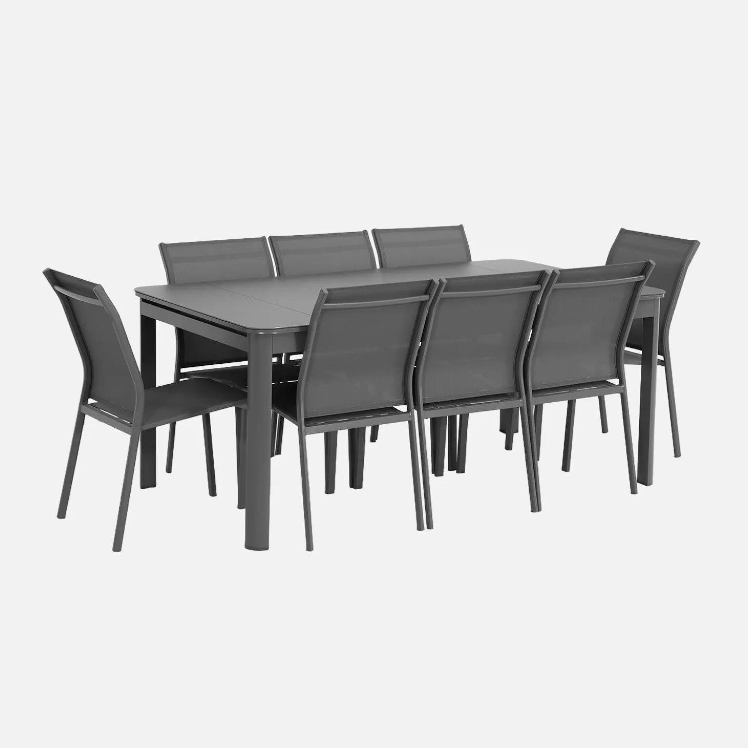 Conjunto de jardim com mesa extensível em alumínio com 8 cadeiras