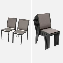 Conjunto de jardim com mesa extensível em alumínio com 6 cadeiras