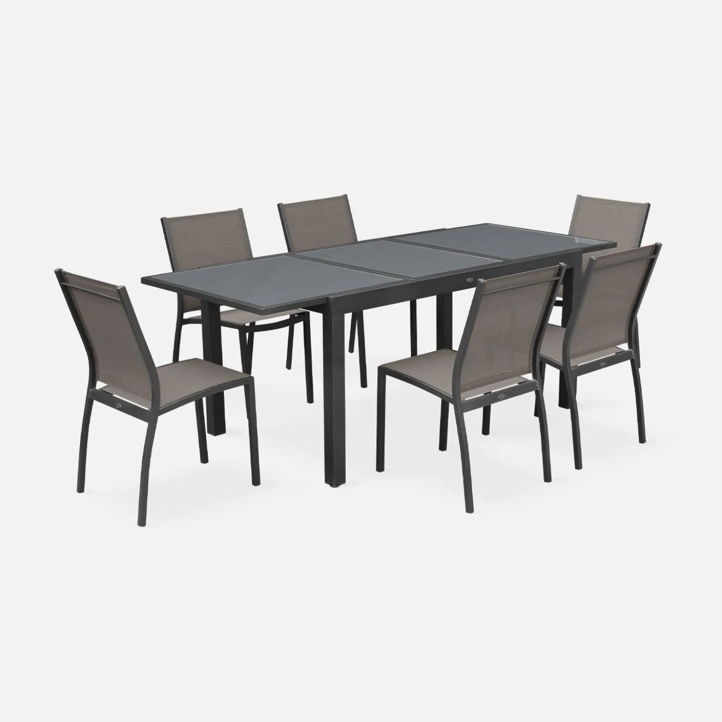Conjunto de jardim com mesa extensível em alumínio com 6 cadeiras