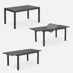 Conjunto de jardim com mesa extensível em alumínio com 6 cadeiras