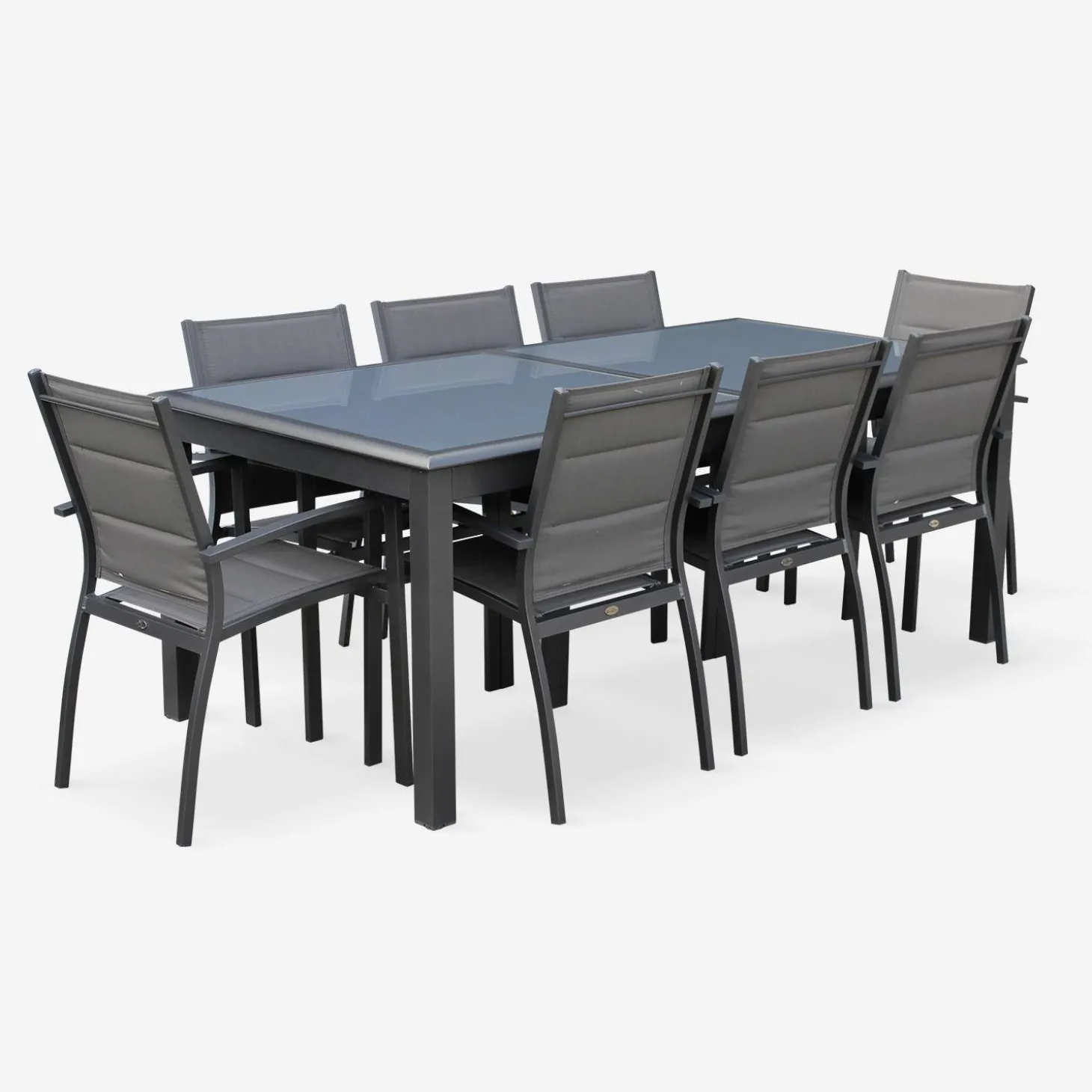 Conjunto de jardim com mesa extensível em alumínio com 8 cadeiras