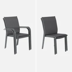 Conjunto de jardim com mesa extensível de alumínio com 6 cadeiras e 2 poltronas