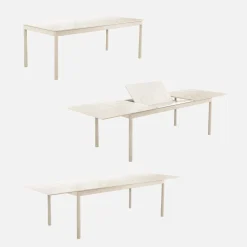 Conjunto de jardim com mesa extensível em alumínio com 8 cadeiras