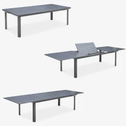 Conjunto de jardim com mesa extensível de alumínio com 10 cadeiras