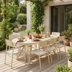 Conjunto de jardim com mesa oval extensível em alumínio com 8 cadeiras