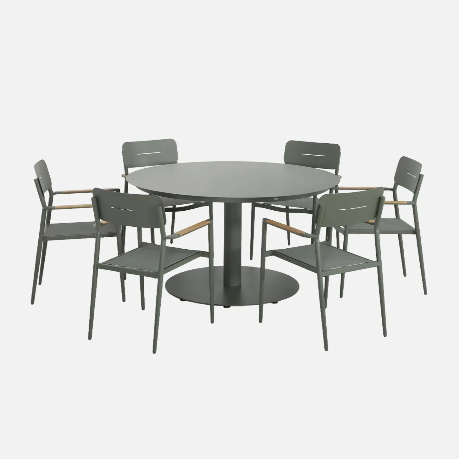Conjunto de jardim com mesa redonda em alumínio com 6 cadeiras