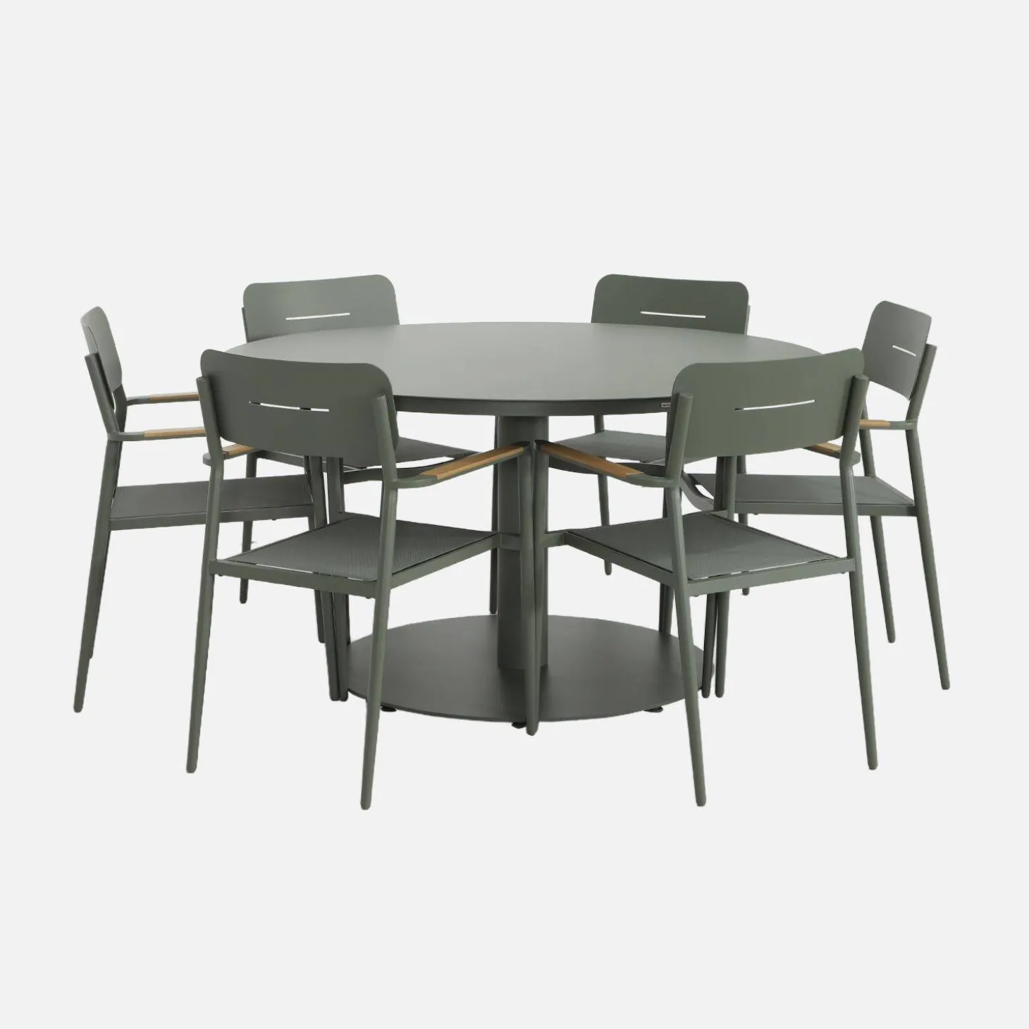 Conjunto de jardim com mesa redonda em alumínio com 6 cadeiras