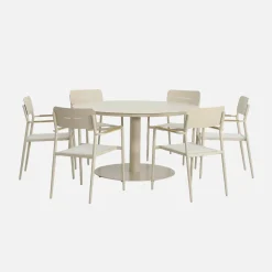 Conjunto de jardim com mesa redonda em alumínio com 6 cadeiras