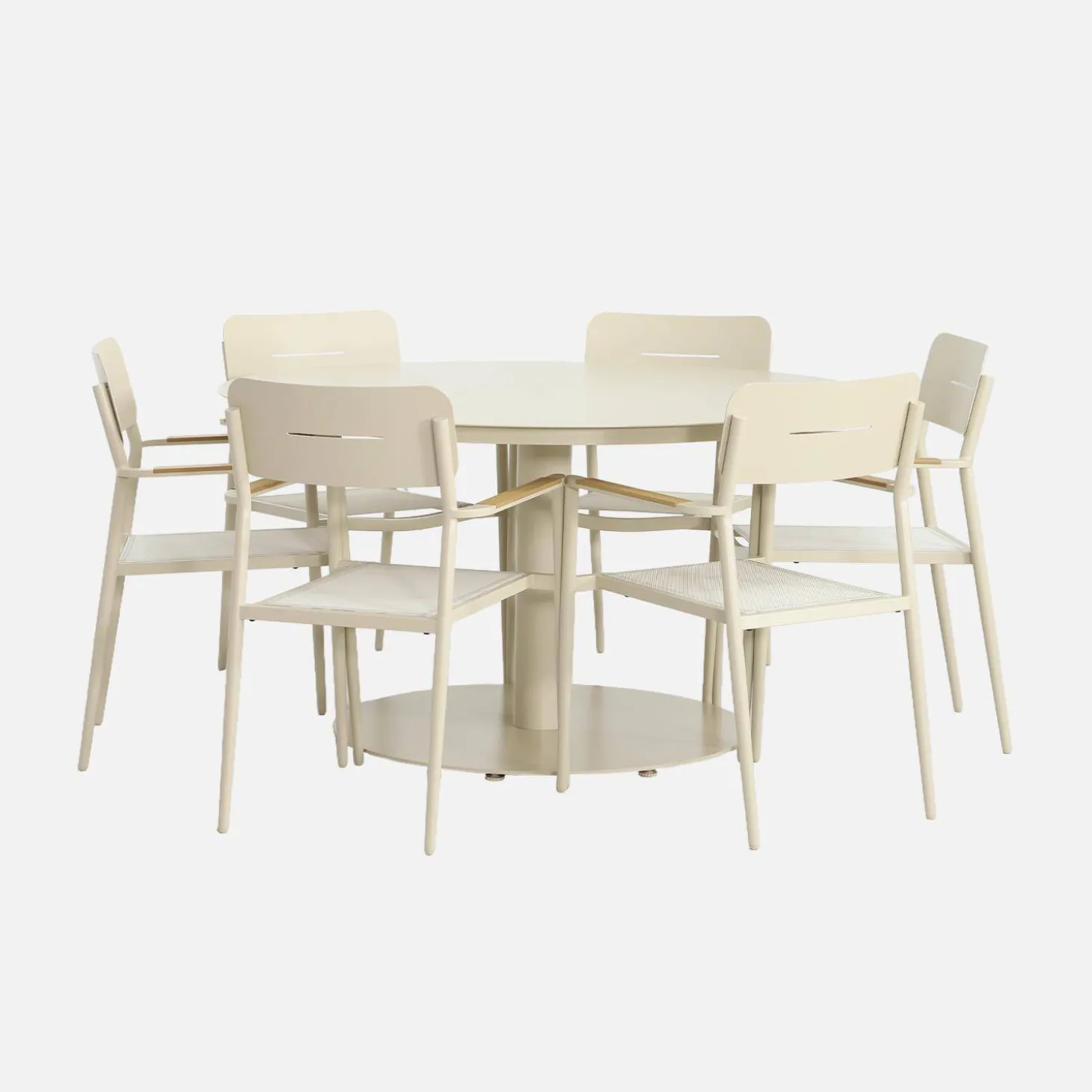 Conjunto de jardim com mesa redonda em alumínio com 6 cadeiras